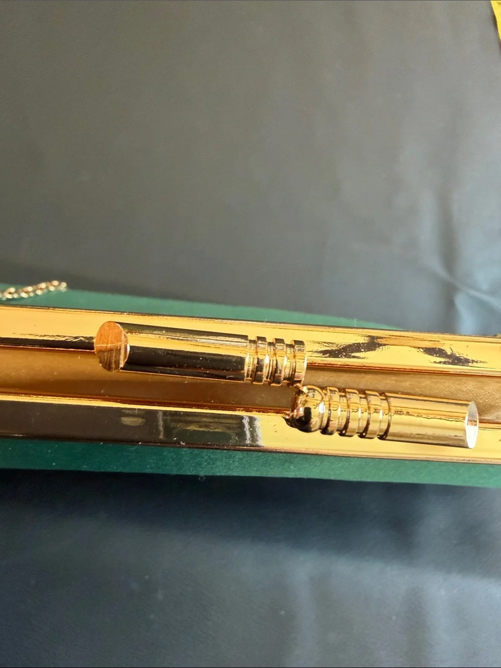 Brides by the Sea Emerald Green Satin Evening Clutch Gold Chain